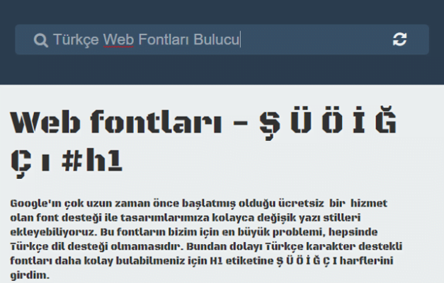 Web fonts Türkçe font bulucu